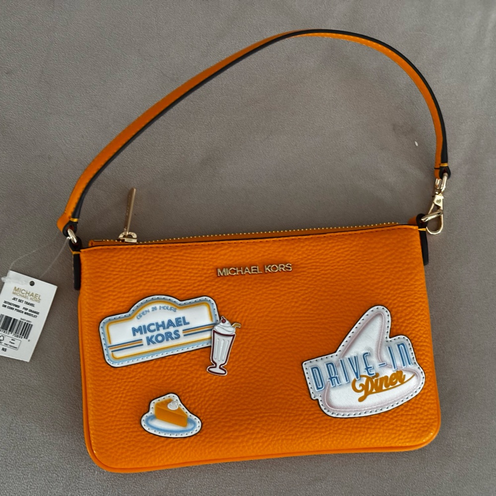 NWT Michael Kors Orange Wristlet